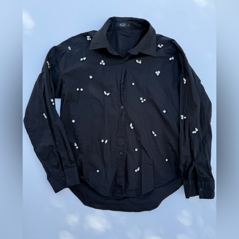 ACG Women's Black Embellished Button-Down Shirt